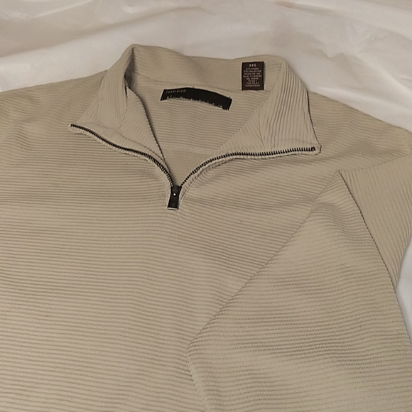 Perry Ellis 1/4 zip Tan Rib Knit Sweater - Picture 1 of 6